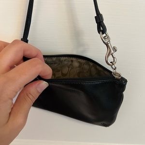 Coach black leather wristlet